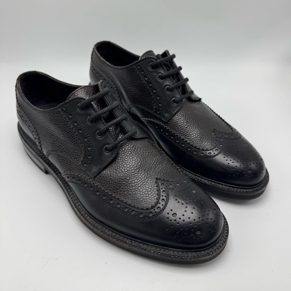 Ermenegildo Zegna Other - Ermenegildo Zegna Black Pebbled Leather Wingtip Derby Shoe US 9 EU 42 Dark Brown